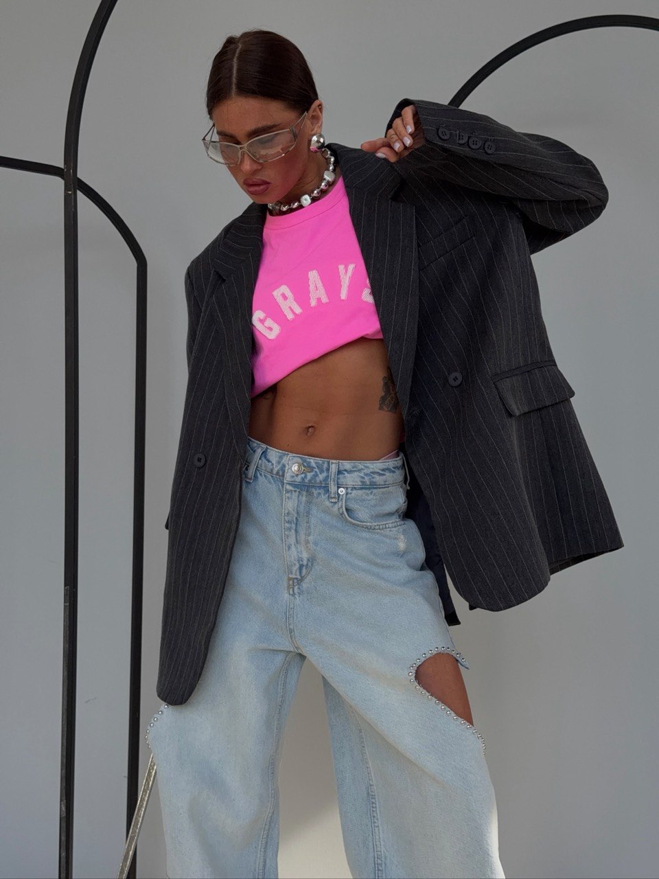 Пиджак оверсайз в полоску