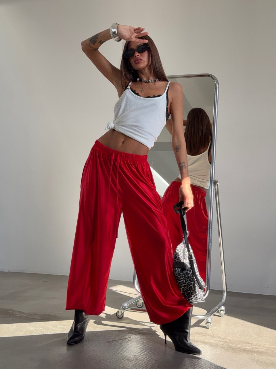 Штаны атласные с кулисками