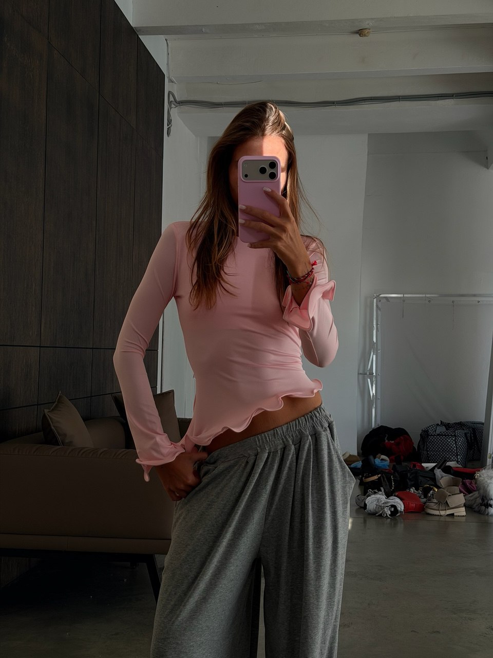 Лонгслив с воланом