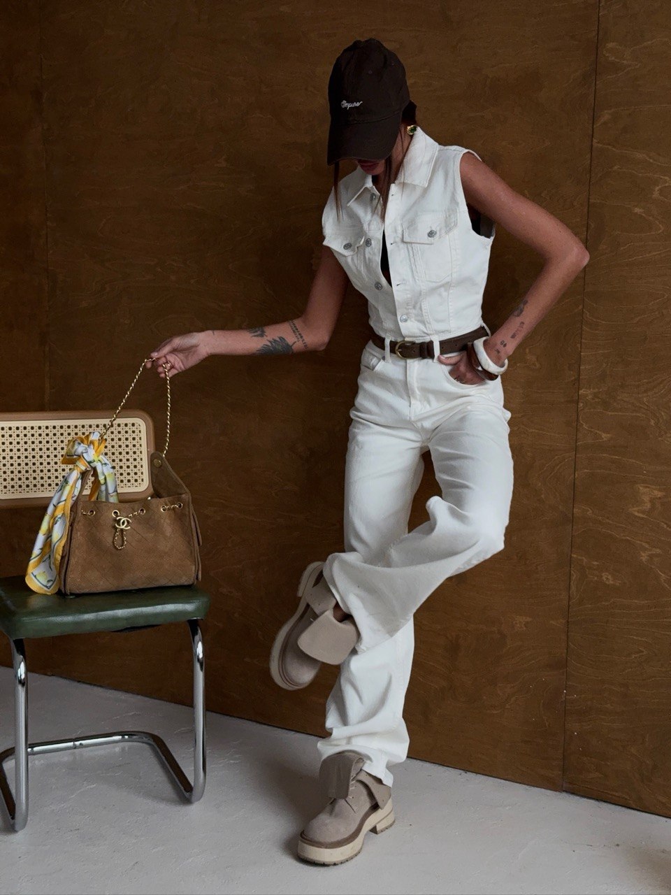 Комбинезон клеш без рукавов