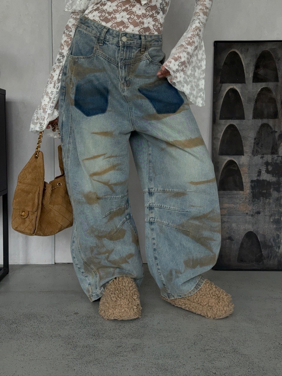 Джинсы с грязным эффектом