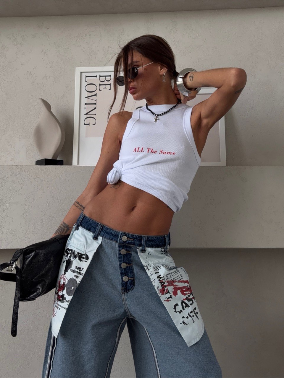 Майка в рубчик с надписью