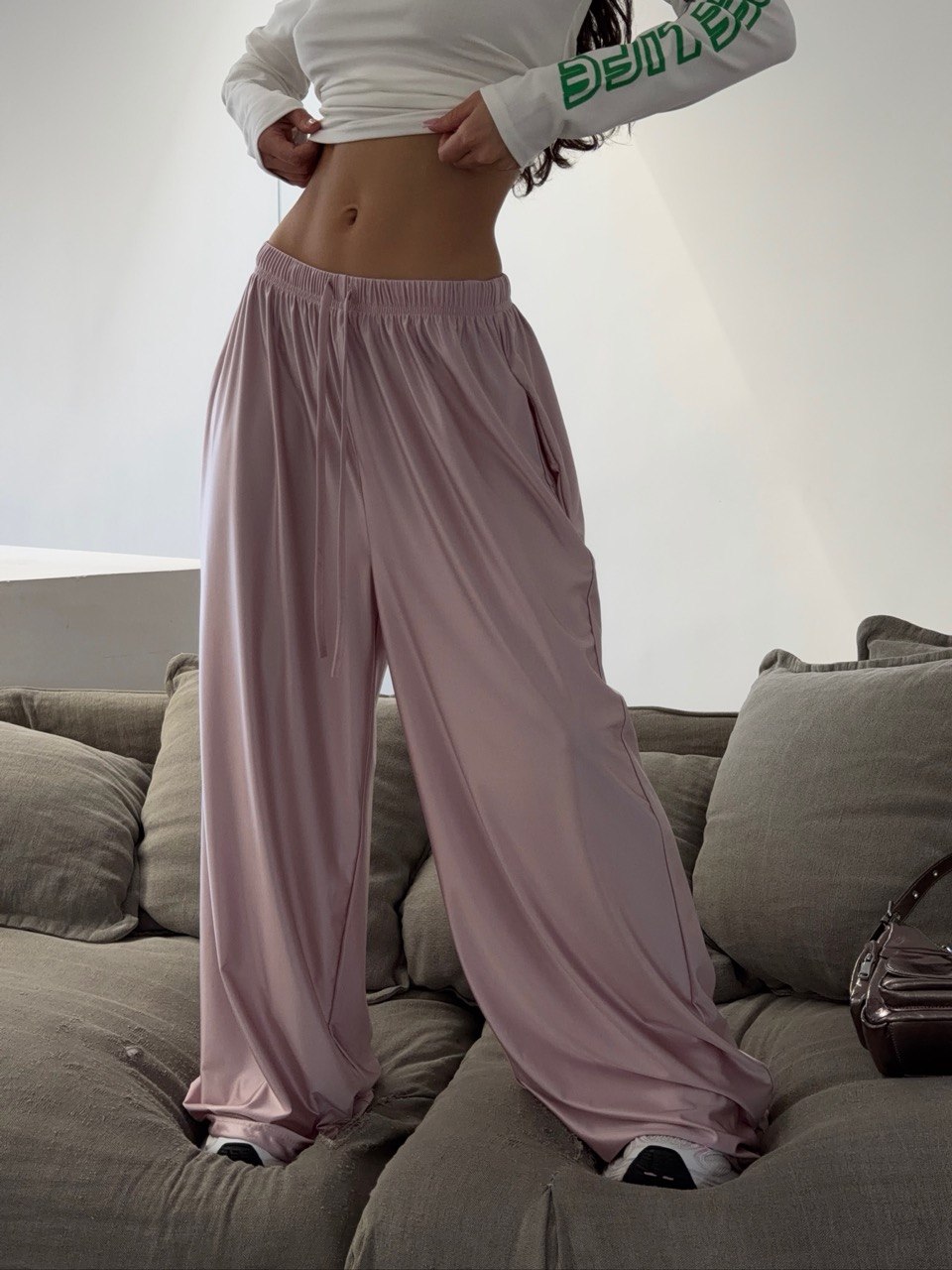 Штаны атласные с кулисками