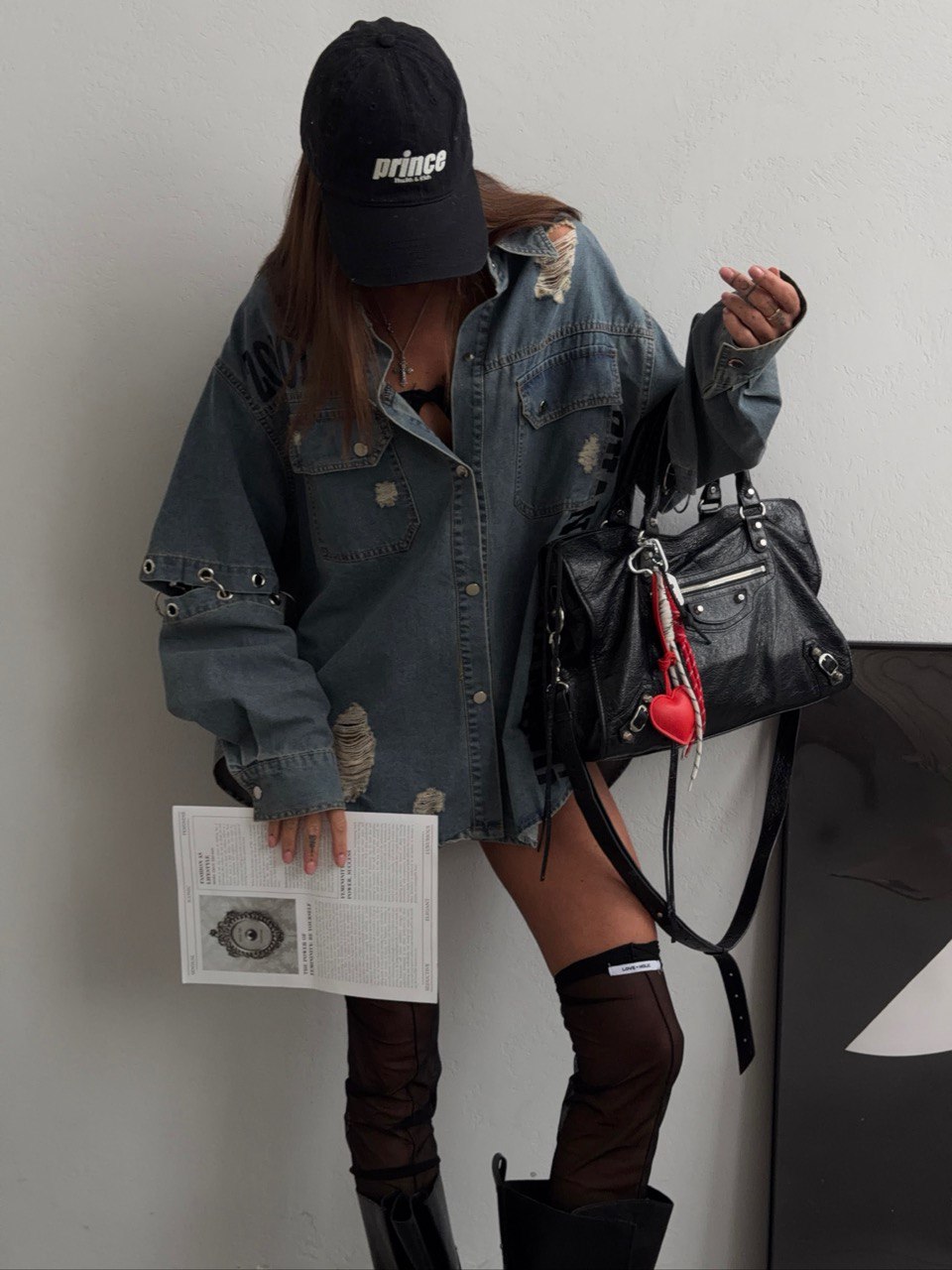 Джинсовая рубашка с кольцами