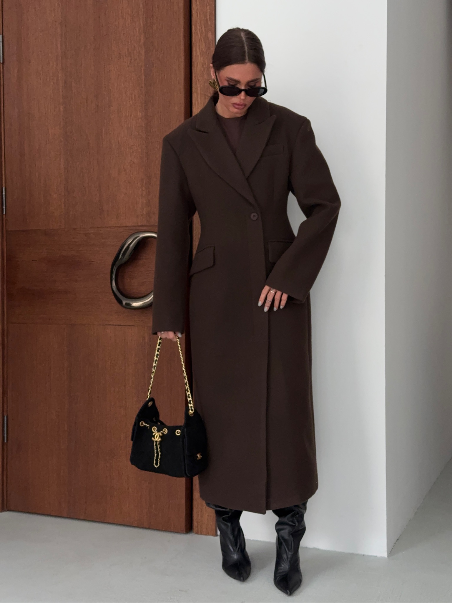 Пальто миди приталенное