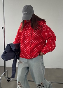 Ветровка в горох с капюшоном