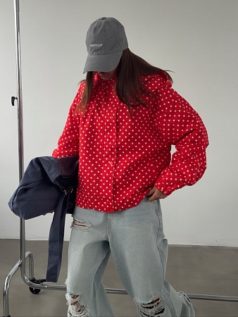 Ветровка в горох с капюшоном