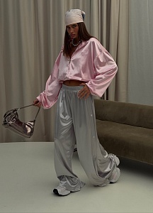 Штаны атласные на кнопках